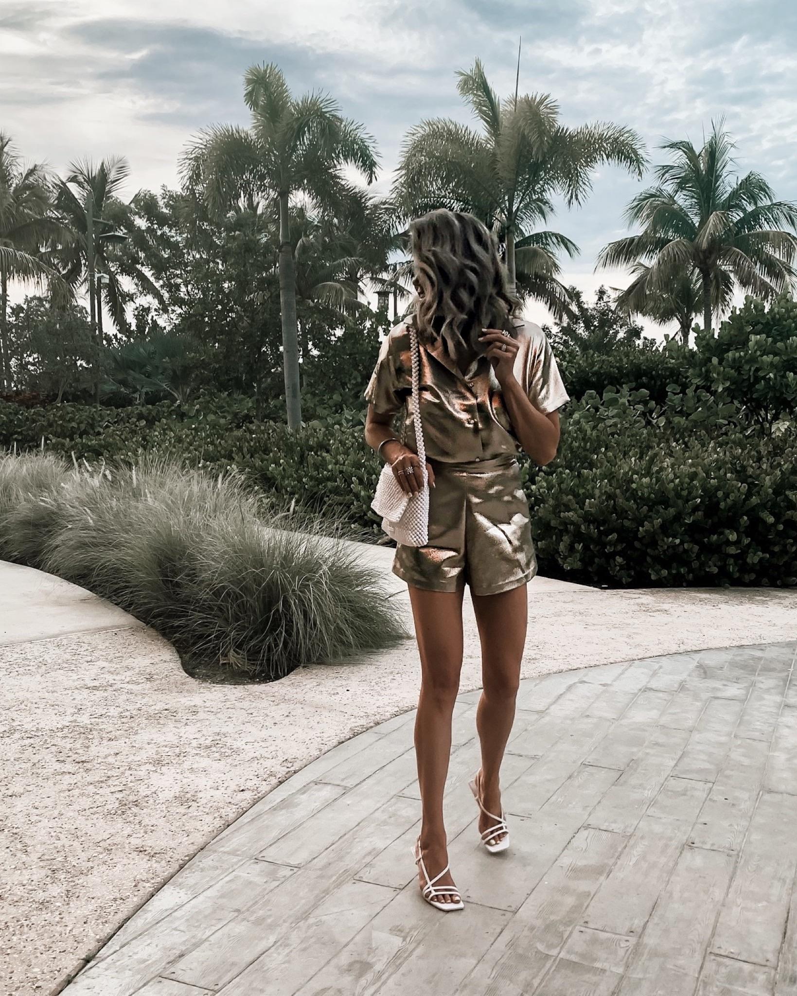 Style Blogger Life Lutzurious details her top Instagram posts and best sellers from the LiketoKnow.It app in her monthly hot list, including this shiny, old two piece set from Maje.