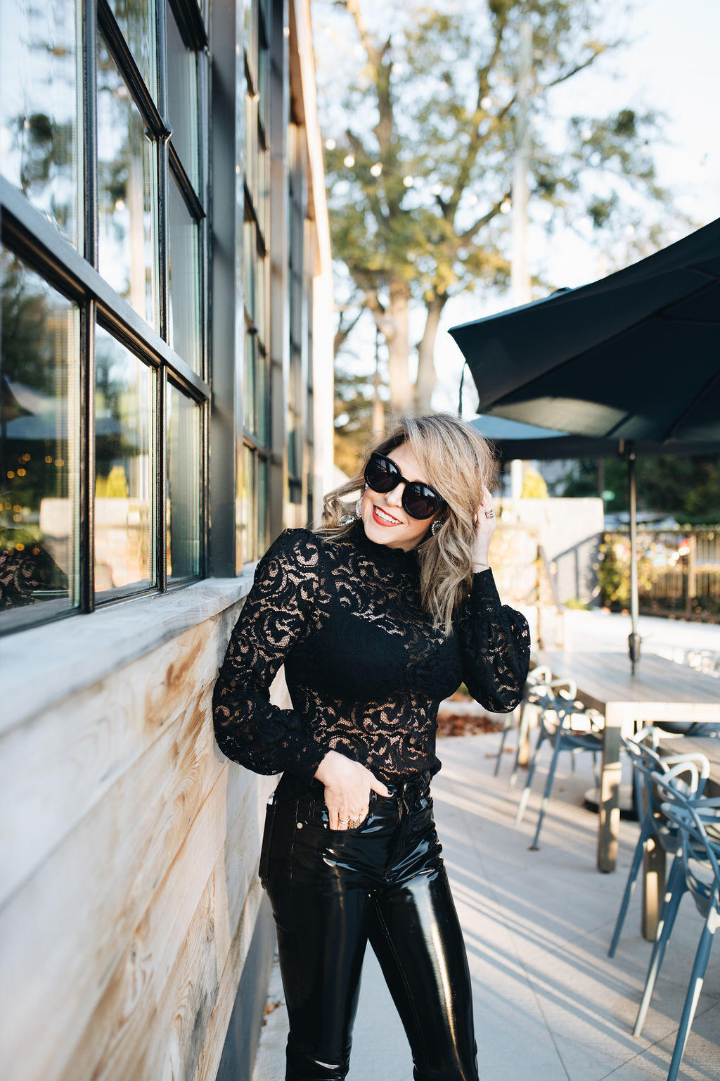 Who else is ready for Spring? Blogger Life Lutzurious gives you her Spring fashion picks from tops to dresses to work wear to splurge, including this black lace top and Karen Walker sunglasses.